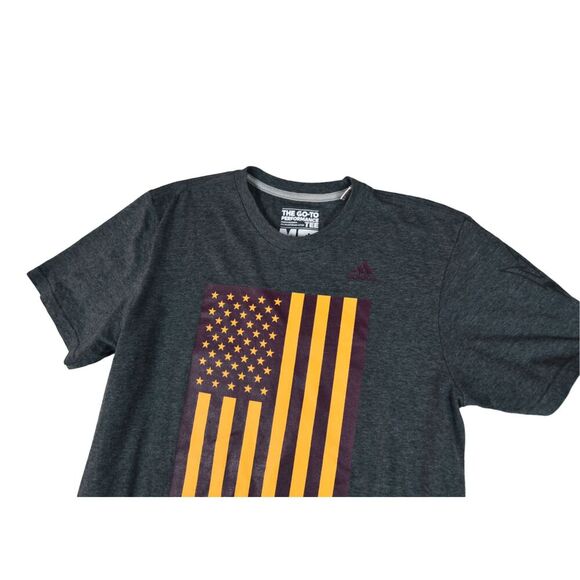 Adidas Go-To Performance Tee Men’s M Gray USA Flag ASU Sun Devils Football Shirt - Picture 2 of 7